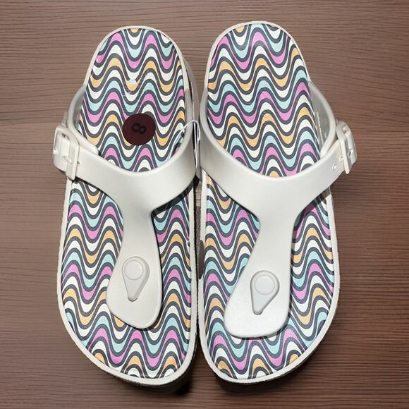 NWT Skechers FOAMIES Arch Fit Cali Breeze 2.0 Thong Sandal Printed Beige Size 8 - Picture 6 of 9